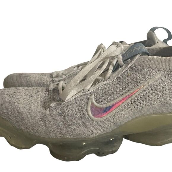 Nike Women's Air VaporMax Flyknit Gray White Shoes Size 6.5Y - Picture 15 of 16